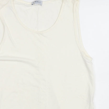 Blanchelle Womens Ivory Viscose Basic Tank Size 12 Scoop Neck