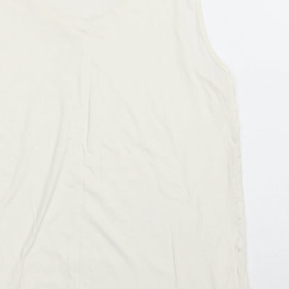 Blanchelle Womens Ivory Viscose Basic Tank Size 12 Scoop Neck