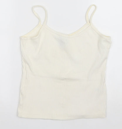 Trendy Touch Womens Ivory Cotton Camisole T-Shirt Size S Scoop Neck
