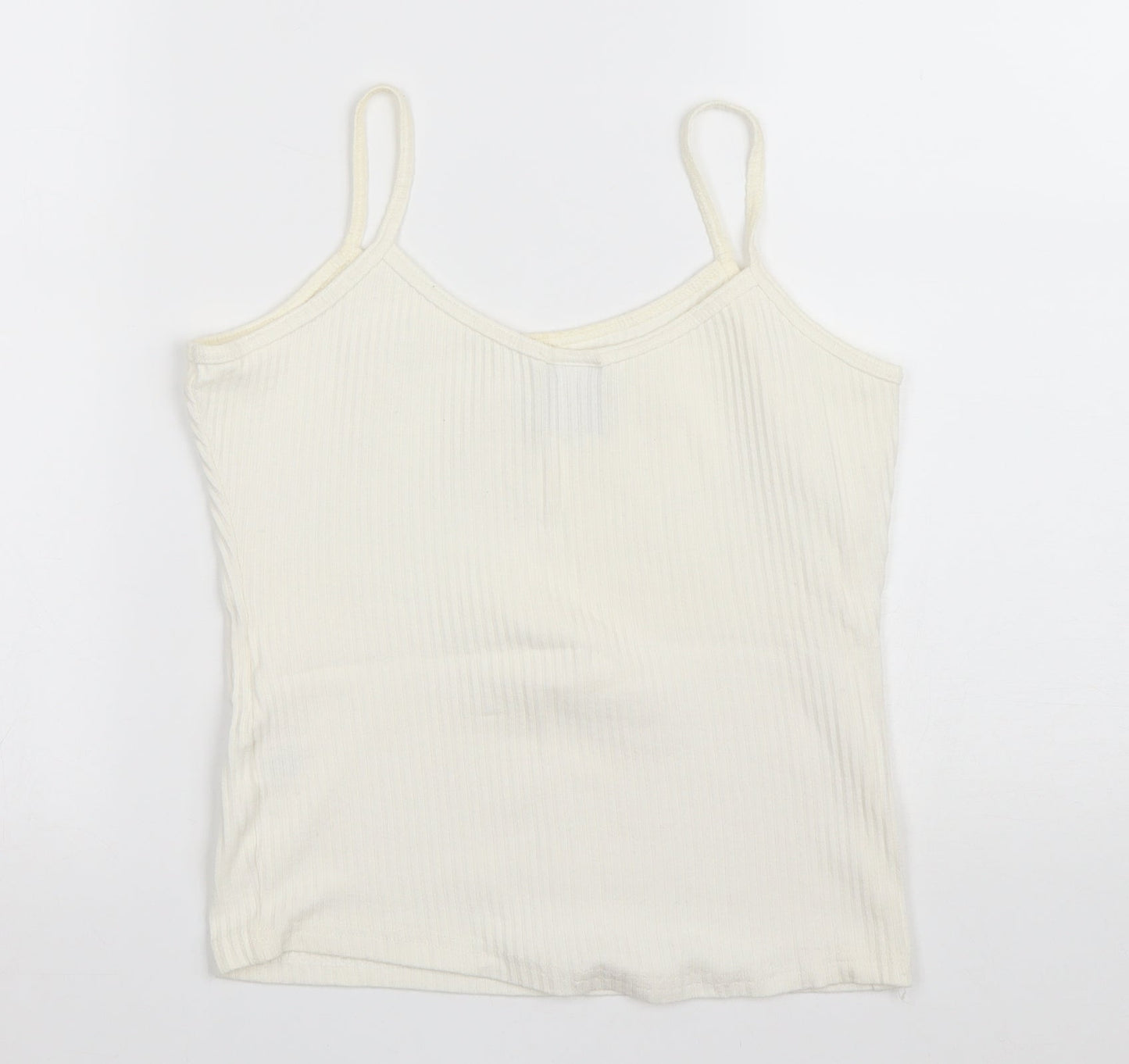 Trendy Touch Womens Ivory Cotton Camisole T-Shirt Size S Scoop Neck