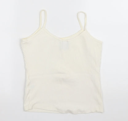 Trendy Touch Womens Ivory Cotton Camisole T-Shirt Size S Scoop Neck