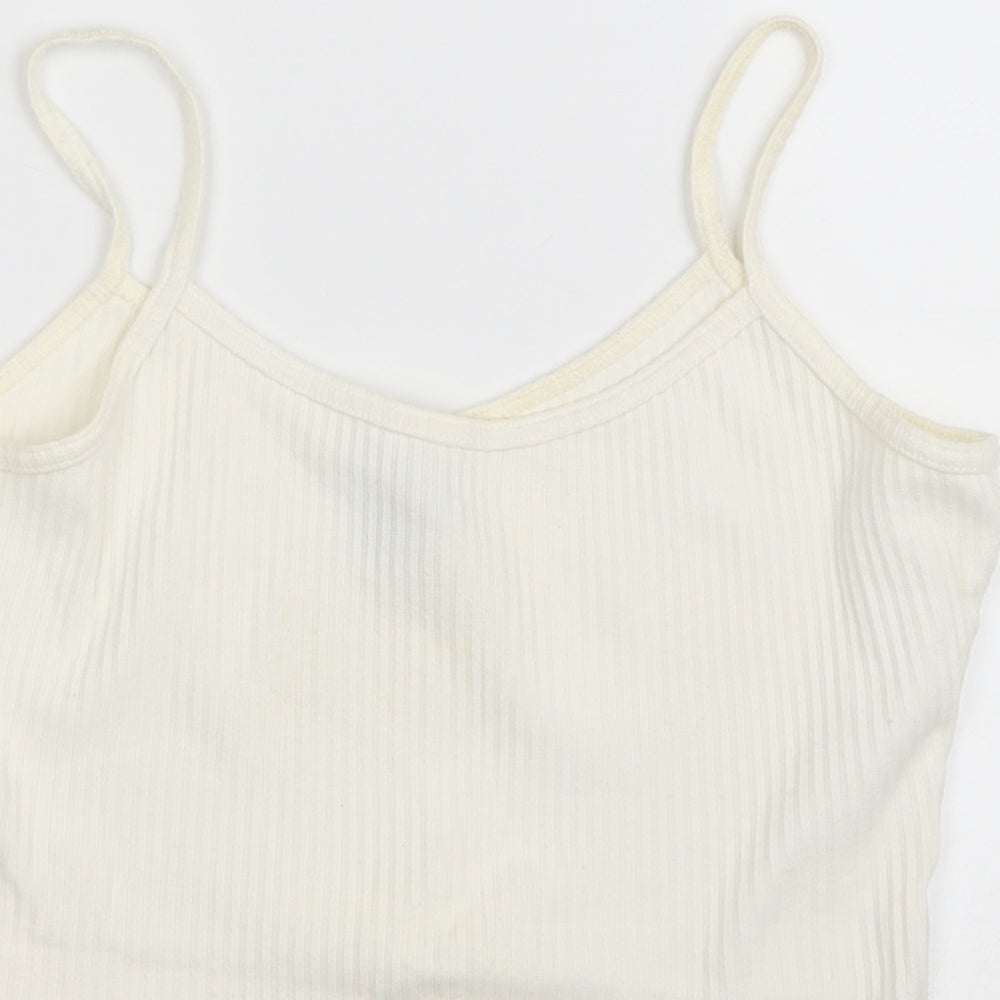 Trendy Touch Womens Ivory Cotton Camisole T-Shirt Size S Scoop Neck