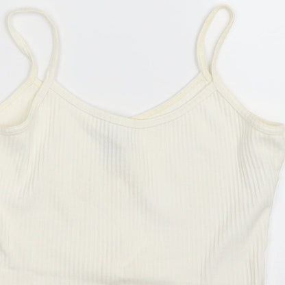 Trendy Touch Womens Ivory Cotton Camisole T-Shirt Size S Scoop Neck