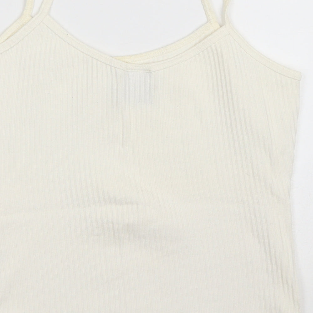 Trendy Touch Womens Ivory Cotton Camisole T-Shirt Size S Scoop Neck