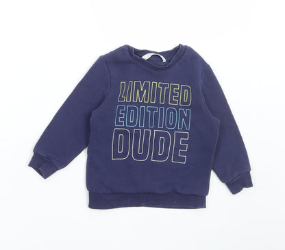 Very Boys Blue Cotton Pullover Jumper Size 18-24 Months Pullover - Limited edition