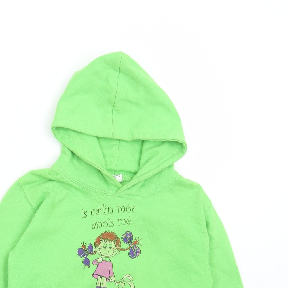 Just Hoods Girls Green Cotton Pullover Hoodie Size 7-8 Years Pullover