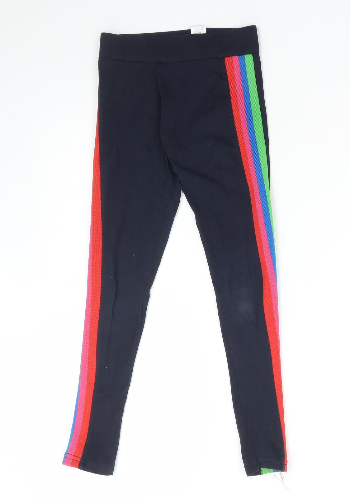 Dunnes Stores Girls Blue Striped Cotton Jogger Trousers Size 9 Months Regular Pullover - Leggings