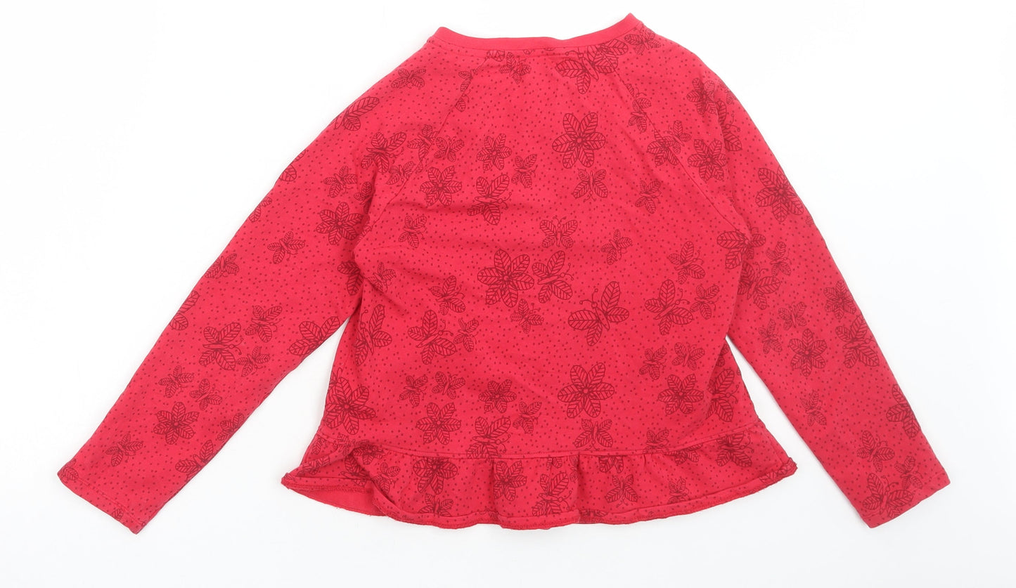 Boboli Girls Red Floral Cotton Full Zip Sweatshirt Size 8 Years Zip
