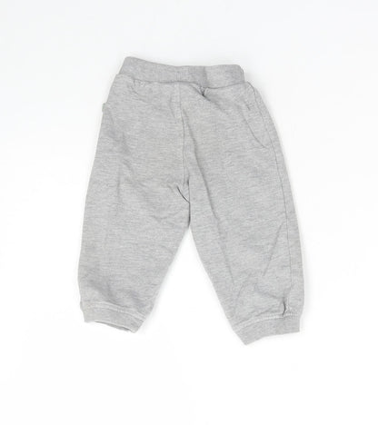 Liegeland Boys Grey Cotton Jogger Trousers Size 18 Months Drawstring