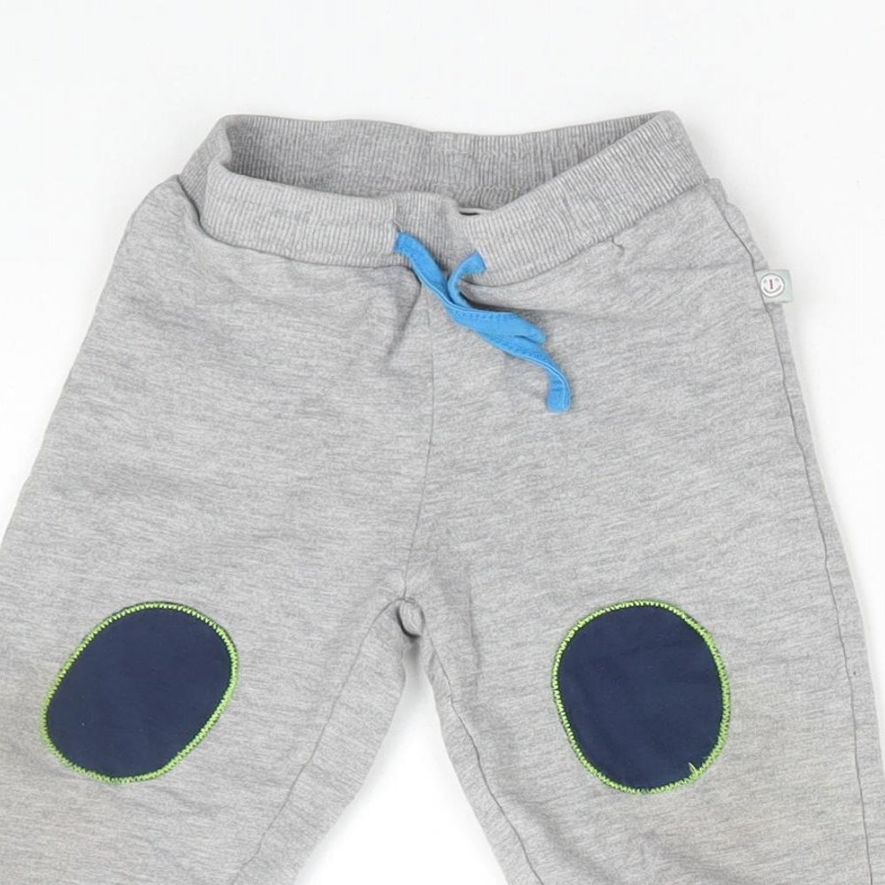 Liegeland Boys Grey Cotton Jogger Trousers Size 18 Months Drawstring