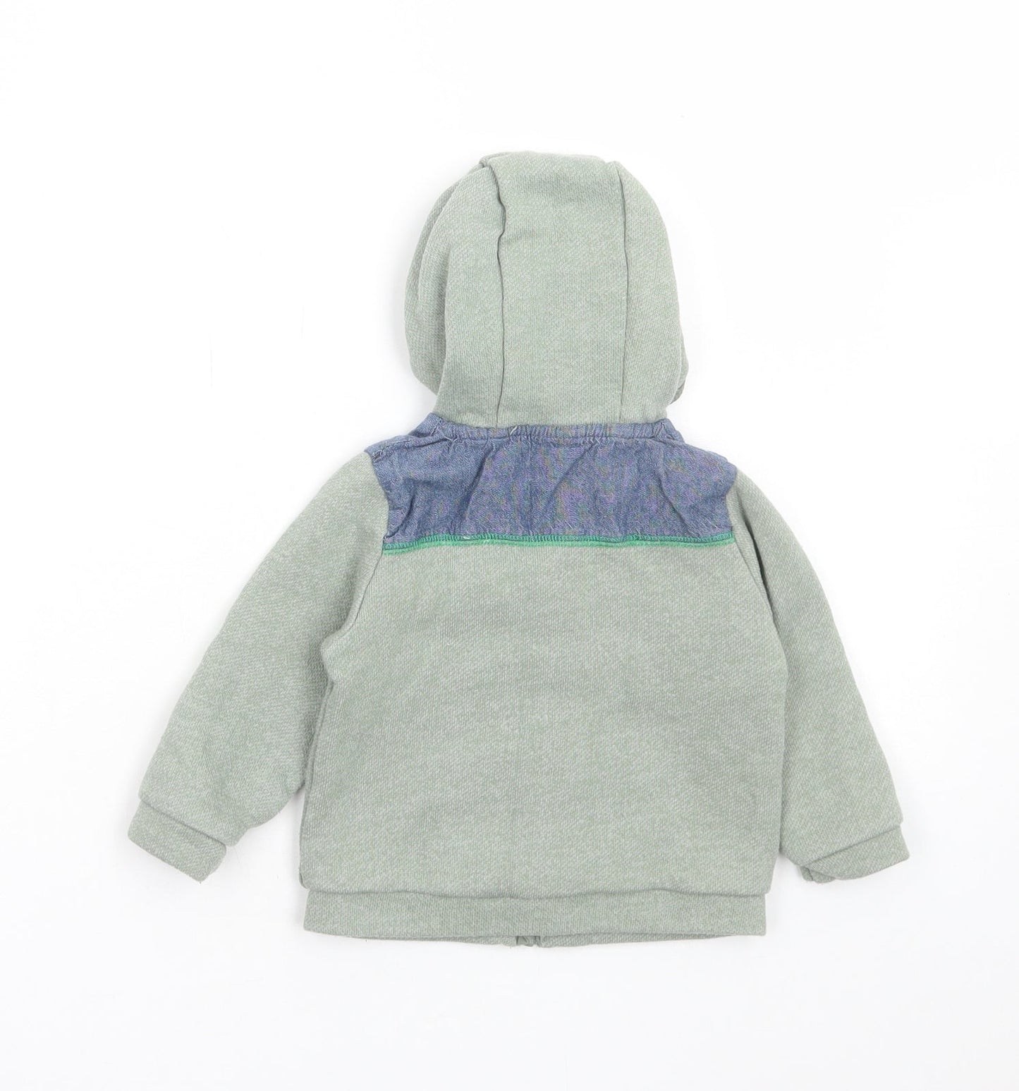 Mini Club Boys Green Striped Cotton Full Zip Jumper Size 9-12 Months Zip