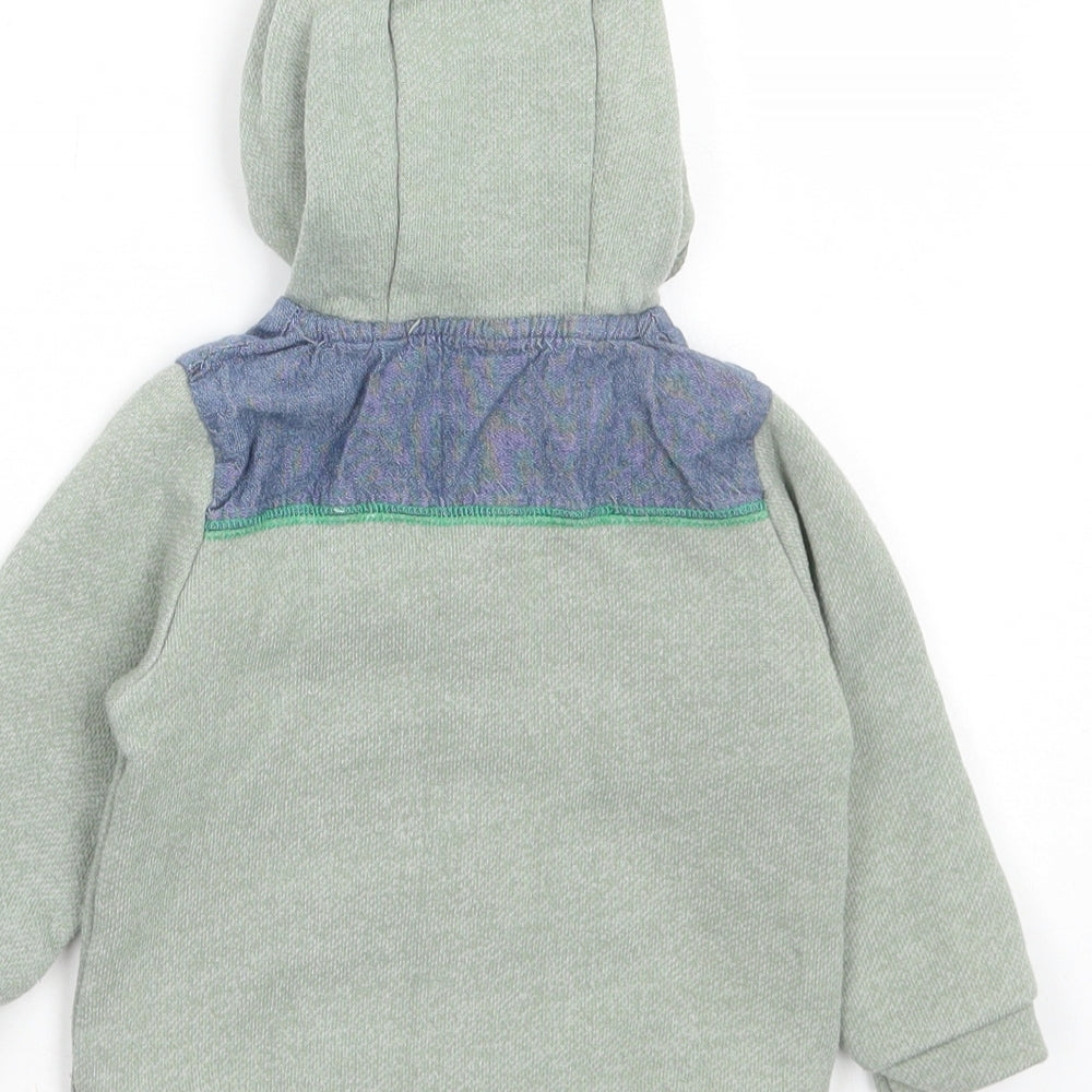 Mini Club Boys Green Striped Cotton Full Zip Jumper Size 9-12 Months Zip