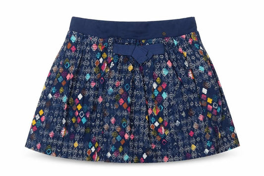 Nono Girls Multicoloured Geometric Cotton Skater Skirt Size 12 Years Regular Pull On