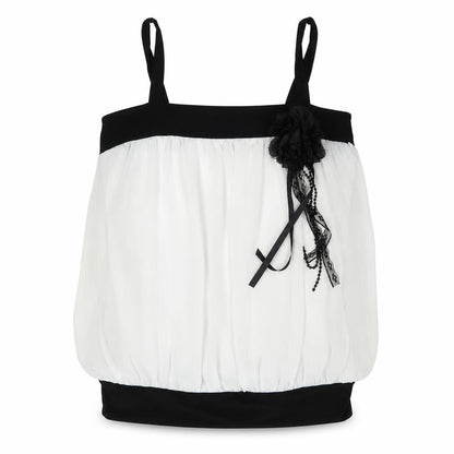 Quiz Womens White Polyester Basic Tank Size 14 Square Neck - Flower Detail
