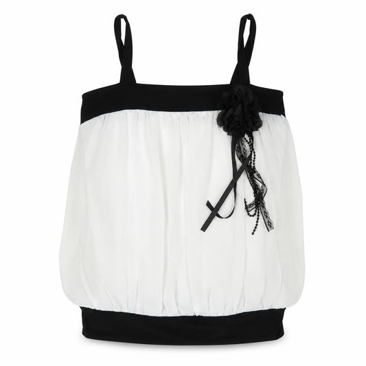 Quiz Womens White Polyester Basic Tank Size 14 Square Neck - Flower Detail
