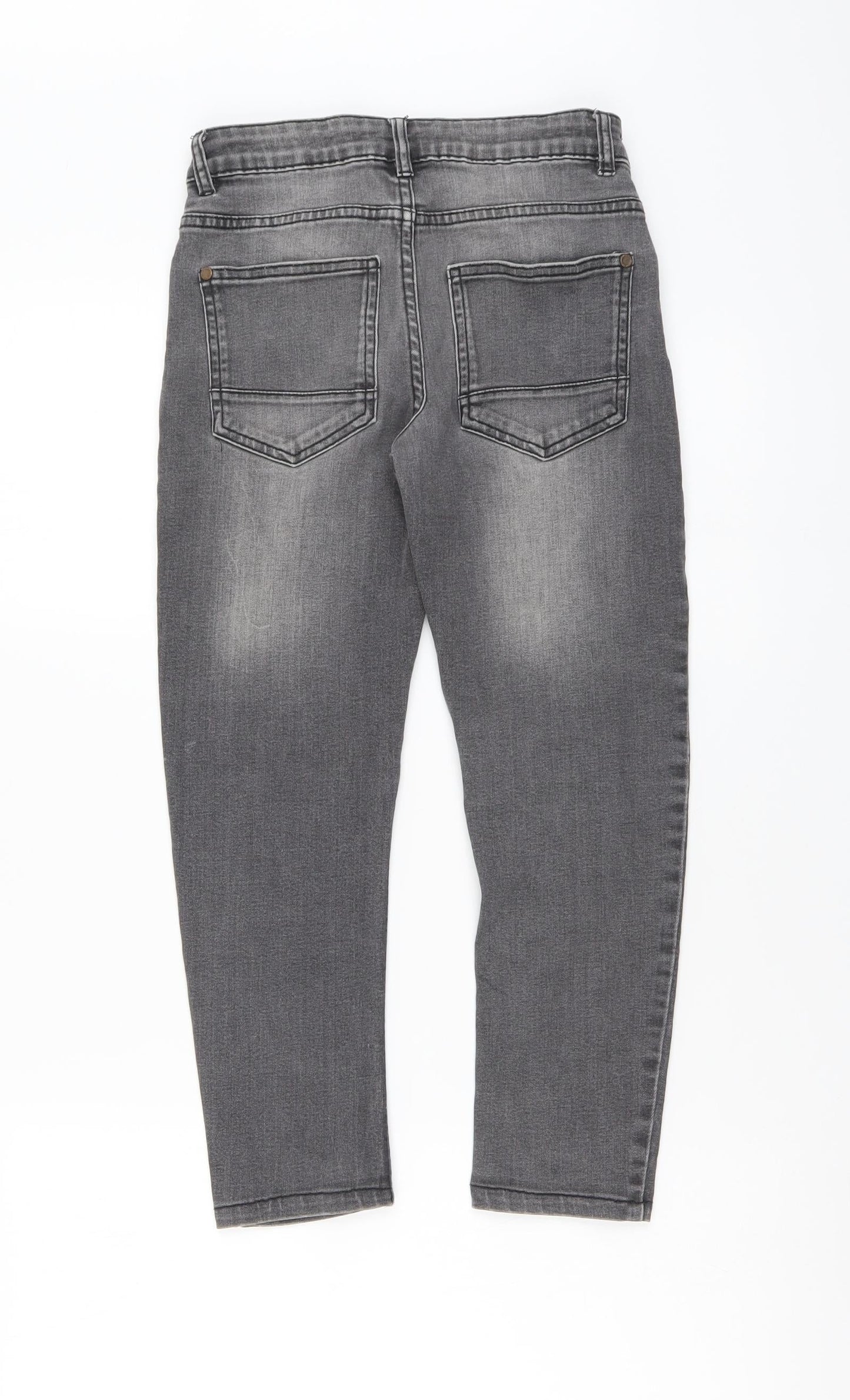 NEXT Boys Grey Cotton Skinny Jeans Size 9 Months Regular Button