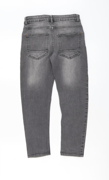NEXT Boys Grey Cotton Skinny Jeans Size 9 Months Regular Button