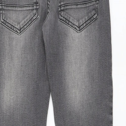 NEXT Boys Grey Cotton Skinny Jeans Size 9 Months Regular Button
