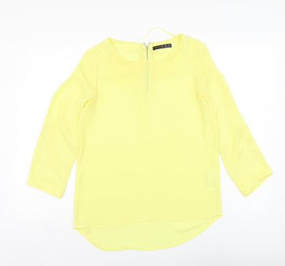Atmosphere Womens Yellow Polyester Basic Blouse Size 8 Round Neck