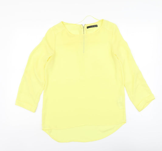 Atmosphere Womens Yellow Polyester Basic Blouse Size 8 Round Neck
