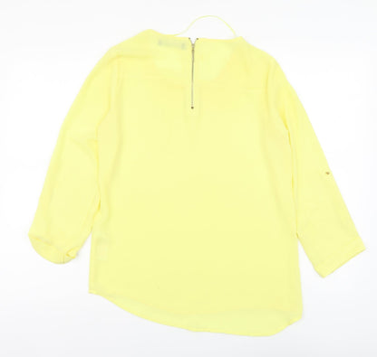 Atmosphere Womens Yellow Polyester Basic Blouse Size 8 Round Neck