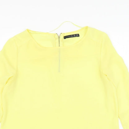Atmosphere Womens Yellow Polyester Basic Blouse Size 8 Round Neck