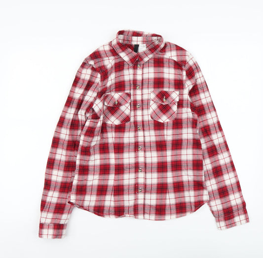 Womens UK Size S H&M Red Basic Button-Up