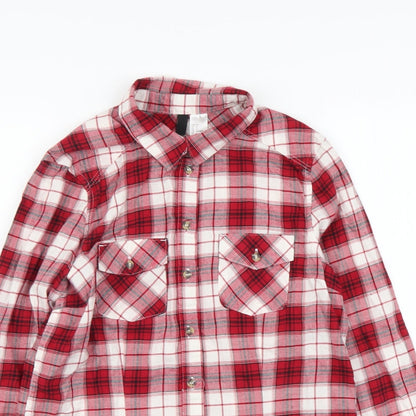 Womens UK Size S H&M Red Basic Button-Up