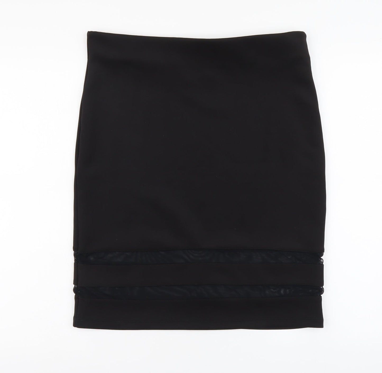 H&M Womens Black Polyester Straight & Pencil Skirt Size L Buckle