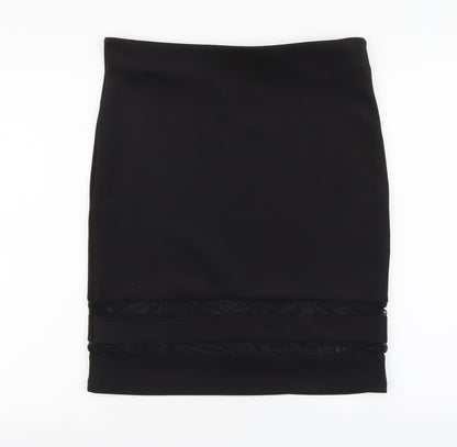 H&M Womens Black Polyester Straight & Pencil Skirt Size L Buckle