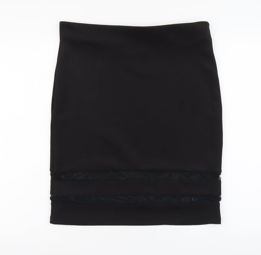 H&M Womens Black Polyester Straight & Pencil Skirt Size L Buckle