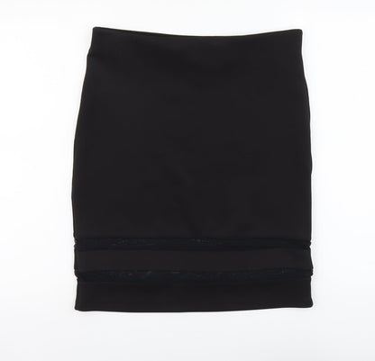 H&M Womens Black Polyester Straight & Pencil Skirt Size L Buckle