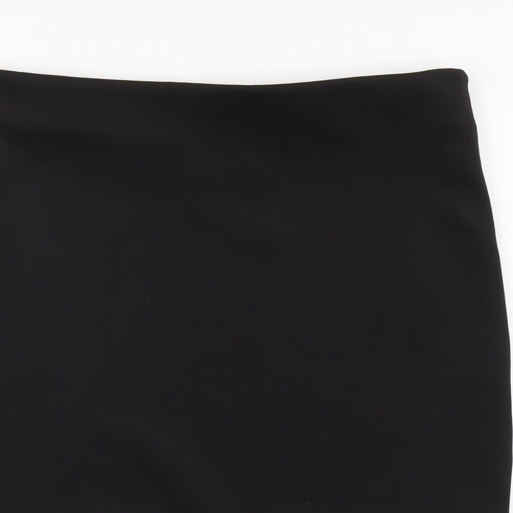 H&M Womens Black Polyester Straight & Pencil Skirt Size L Buckle
