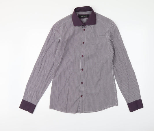 River Island Mens Purple Check Cotton Button-Up Size S Collared Button