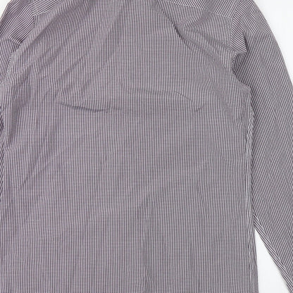 River Island Mens Purple Check Cotton Button-Up Size S Collared Button