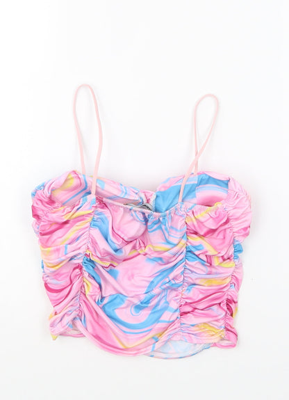 Alltrends Fashion Womens Multicoloured Geometric Polyester Camisole T-Shirt Size S Sweetheart