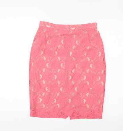 H&M Womens Pink Cotton Straight & Pencil Skirt Size 8 Zip