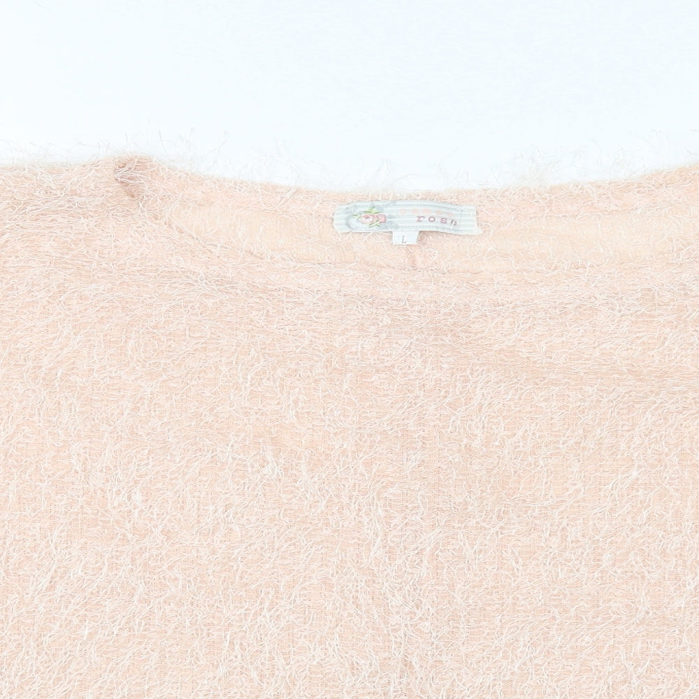 Womens UK Size L Cameo Rose Pink Basic T-Shirt