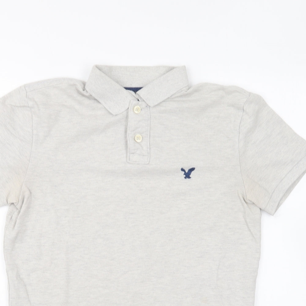 American Eagle Mens Grey Cotton Polo Size XS Collared Button