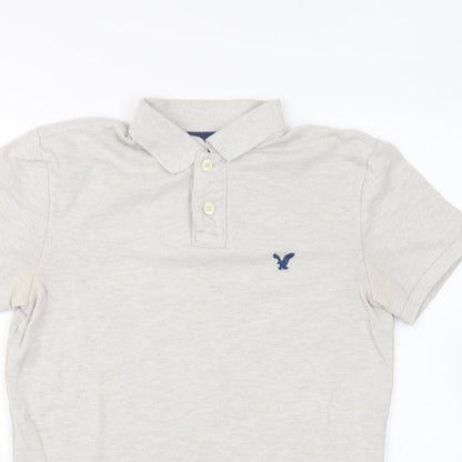 American Eagle Mens Grey Cotton Polo Size XS Collared Button