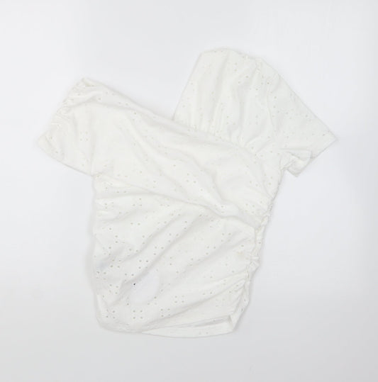 SheIn Womens Ivory Polyester Basic Blouse Size M One Shoulder - With Tags.