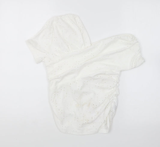 SheIn Womens Ivory Polyester Basic Blouse Size M One Shoulder - With Tags.