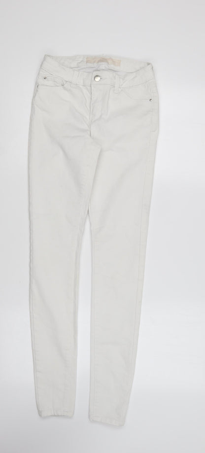 Denim & Co. Womens White Cotton Skinny Jeans Size 8 L28 in Regular Button