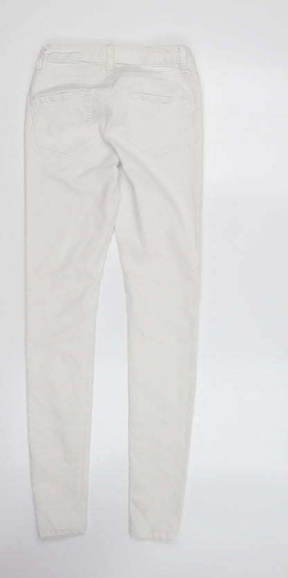 Denim & Co. Womens White Cotton Skinny Jeans Size 8 L28 in Regular Button