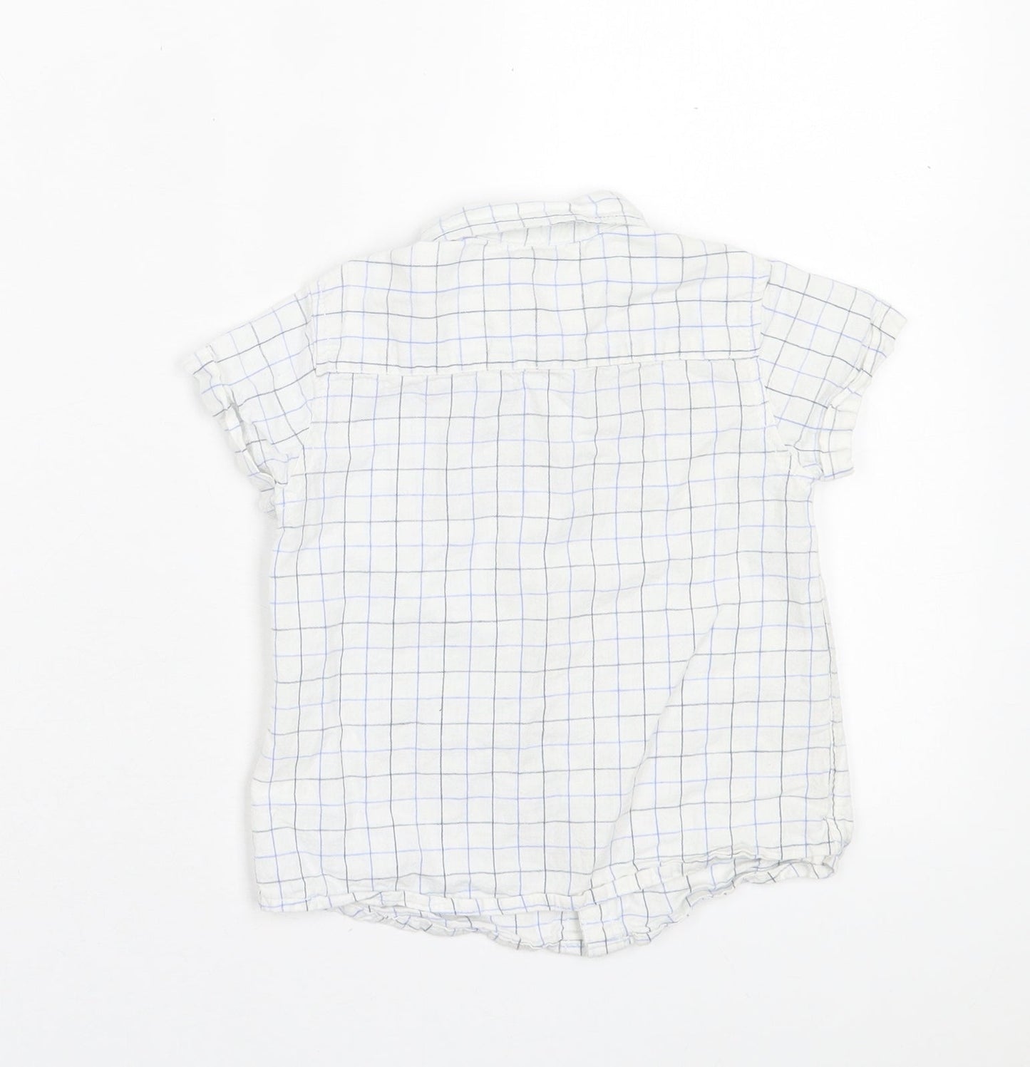 Fagottino Boys White Plaid Cotton Basic Button-Up Size 24 Months Collared Button