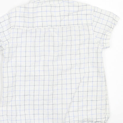 Fagottino Boys White Plaid Cotton Basic Button-Up Size 24 Months Collared Button