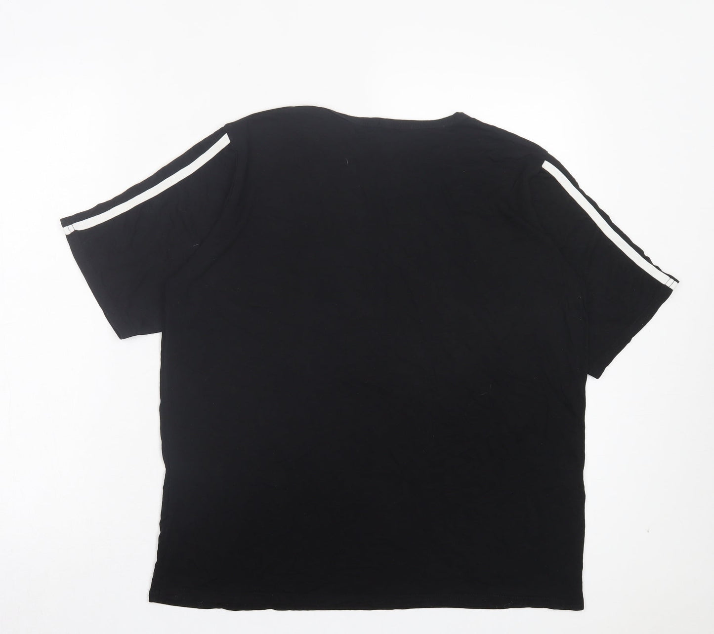 Boohoo Womens Black Striped Viscose Basic T-Shirt Size 12 Crew Neck