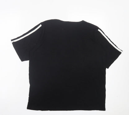 Boohoo Womens Black Striped Viscose Basic T-Shirt Size 12 Crew Neck