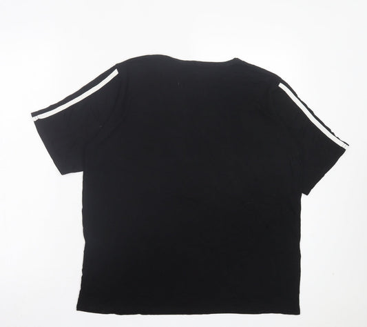 Boohoo Womens Black Striped Viscose Basic T-Shirt Size 12 Crew Neck