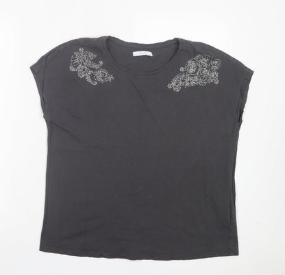 Womens UK Size L RESERVED Grey Basic T-Shirt